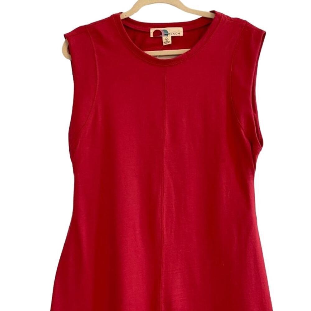 Free People Beach Red Cotton Sleeveless Open Back Maxi Dress Size Large NEW - Picture 2 of 7